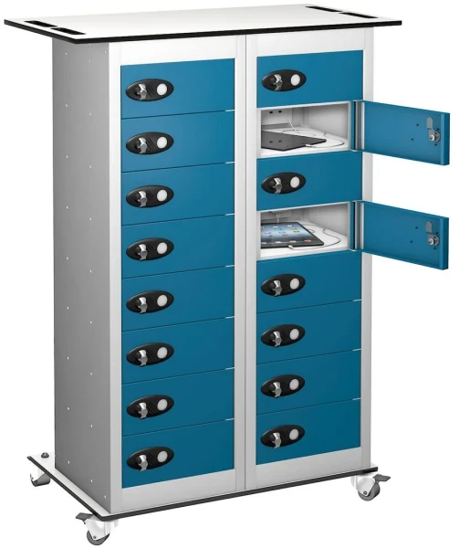 Probe TabBox 16 Compartment Trolley with Standard Plug - 1050 x 800 x 370mm - Blue (Similar to RAL 5019)