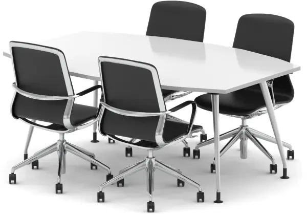 Dynamic Boardroom Table with 4 x Lucia Executive Chairs - 1800mm - White