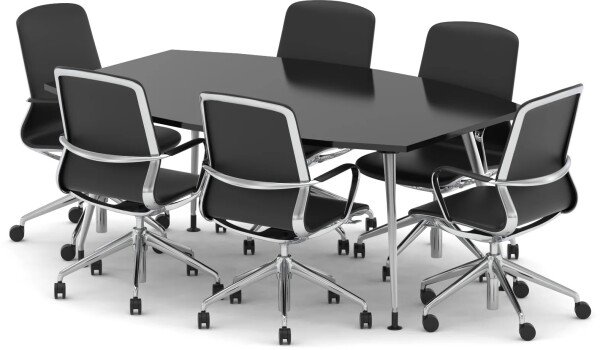 Dynamic Boardroom Table with 6 x Lucia Executive Chairs - 1800mm - Black