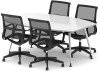 Dynamic Boardroom Table with 4 x Lula Mesh Chairs - 1800mm - White