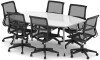 Dynamic Boardroom Table with 6 x Lula Mesh Chairs - 1800mm - White