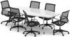Dynamic Boardroom Table with 6 x Lula Mesh Chairs - 2400mm - White
