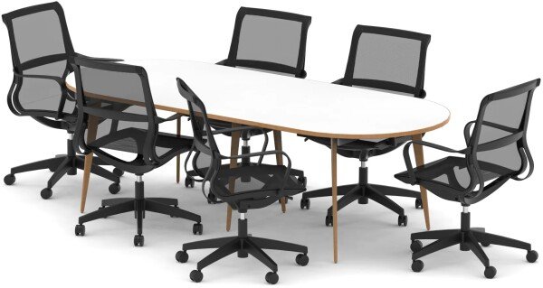 Dynamic Oslo Boardroom Table with 6 x Lula Mesh Chairs - 2400mm