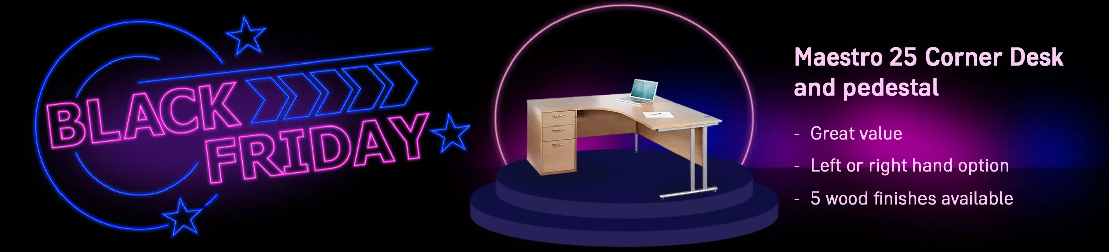 Maestro Office Corner Desk and Pedestal Set - Black Friday Deals UK