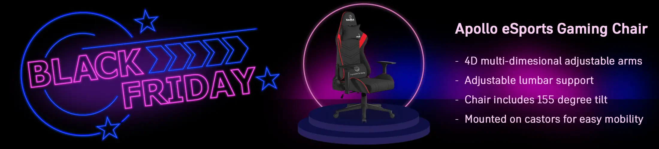 Apollo eSports Gaming Office Chair - Black Friday Deals UK