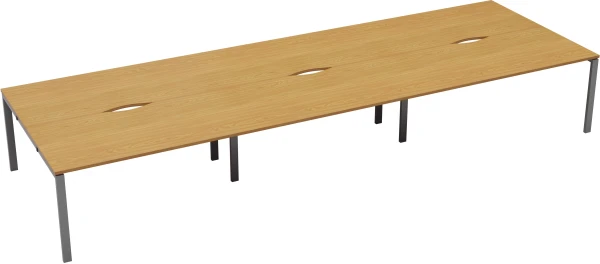 TC Bench Desk, Pod of 6, Full Depth - 3600 x 1600mm - Oak