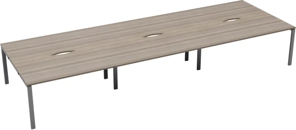 TC Bench Desk, Pod of 6, Full Depth - 4800 x 1600mm - Grey Oak