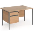 Dams Contract 25 Rectangular Desk with Straight Legs and 2 Drawer Fixed Pedestal - 1200 x 800mm