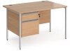 Dams Contract 25 Rectangular Desk with Straight Legs and 2 Drawer Fixed Pedestal - 1200 x 800mm - Beech