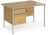 Dams Contract 25 Rectangular Desk with Straight Legs and 2 Drawer Fixed Pedestal - 1200 x 800mm - Oak
