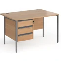Dams Contract 25 Rectangular Desk with Straight Legs and 3 Drawer Fixed Pedestal - 1200 x 800mm