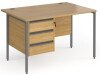 Dams Contract 25 Rectangular Desk with Straight Legs and 3 Drawer Fixed Pedestal - 1200 x 800mm - Oak