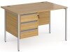 Dams Contract 25 Rectangular Desk with Straight Legs and 3 Drawer Fixed Pedestal - 1200 x 800mm - Oak