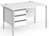Dams Contract 25 Rectangular Desk with Straight Legs and 3 Drawer Fixed Pedestal - 1200 x 800mm - White