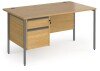 Dams Contract 25 Rectangular Desk with Straight Legs and 2 Drawer Fixed Pedestal - 1400 x 800mm - Oak