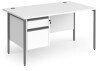 Dams Contract 25 Rectangular Desk with Straight Legs and 2 Drawer Fixed Pedestal - 1400 x 800mm - White