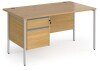 Dams Contract 25 Rectangular Desk with Straight Legs and 2 Drawer Fixed Pedestal - 1400 x 800mm - Oak