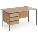 Dams Contract 25 Rectangular Desk with Straight Legs and 3 Drawer Fixed Pedestal - 1400 x 800mm