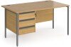 Dams Contract 25 Rectangular Desk with Straight Legs and 3 Drawer Fixed Pedestal - 1400 x 800mm - Oak