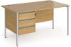 Dams Contract 25 Rectangular Desk with Straight Legs and 3 Drawer Fixed Pedestal - 1400 x 800mm - Oak