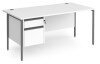 Dams Contract 25 Rectangular Desk with Straight Legs and 2 Drawer Fixed Pedestal - 1600 x 800mm - White