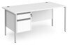 Dams Contract 25 Rectangular Desk with Straight Legs and 2 Drawer Fixed Pedestal - 1600 x 800mm - White