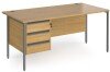 Dams Contract 25 Rectangular Desk with Straight Legs and 3 Drawer Fixed Pedestal - 1600 x 800mm - Oak