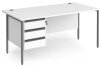 Dams Contract 25 Rectangular Desk with Straight Legs and 3 Drawer Fixed Pedestal - 1600 x 800mm - White