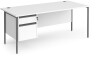 Dams Contract 25 Rectangular Desk with Straight Legs and 2 Drawer Fixed Pedestal - 1800 x 800mm - White