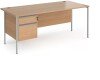 Dams Contract 25 Rectangular Desk with Straight Legs and 2 Drawer Fixed Pedestal - 1800 x 800mm - Beech