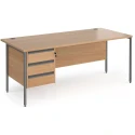 Dams Contract 25 Rectangular Desk with Straight Legs and 3 Drawer Fixed Pedestal - 1800 x 800mm