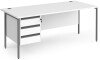 Dams Contract 25 Rectangular Desk with Straight Legs and 3 Drawer Fixed Pedestal - 1800 x 800mm - White