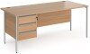Dams Contract 25 Rectangular Desk with Straight Legs and 3 Drawer Fixed Pedestal - 1800 x 800mm - Beech