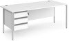 Dams Contract 25 Rectangular Desk with Straight Legs and 3 Drawer Fixed Pedestal - 1800 x 800mm - White