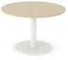 Narbutas Round Table with White Metal Base, Amber Oak Mfc