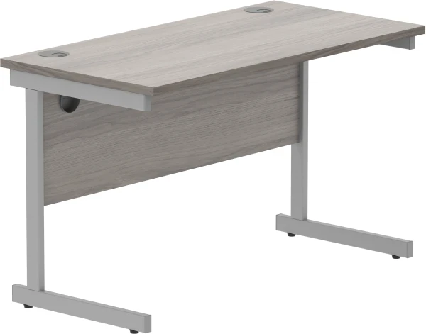 Gala Rectangular Desk with Single Cantilever Legs - 1200mm x 600mm - Alaskan Grey Oak