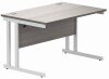 Gala Rectangular Desk with Twin Cantilever Legs - 1200mm x 800mm - Alaskan Grey Oak