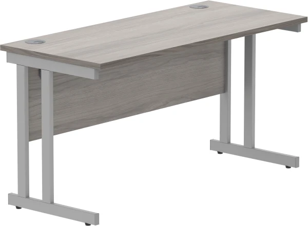 Gala Rectangular Desk with Twin Cantilever Legs - 1400mm x 600mm - Alaskan Grey Oak