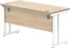 Gala Rectangular Desk with Twin Cantilever Legs - 1400mm x 600mm - Canadian Oak