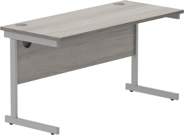 Gala Rectangular Desk with Single Cantilever Legs - 1400mm x 600mm - Alaskan Grey Oak