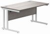 Gala Rectangular Desk with Twin Cantilever Legs - 1400mm x 800mm - Alaskan Grey Oak