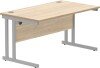 Gala Rectangular Desk with Twin Cantilever Legs - 1400mm x 800mm - Canadian Oak