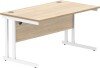 Gala Rectangular Desk with Twin Cantilever Legs - 1400mm x 800mm - Canadian Oak