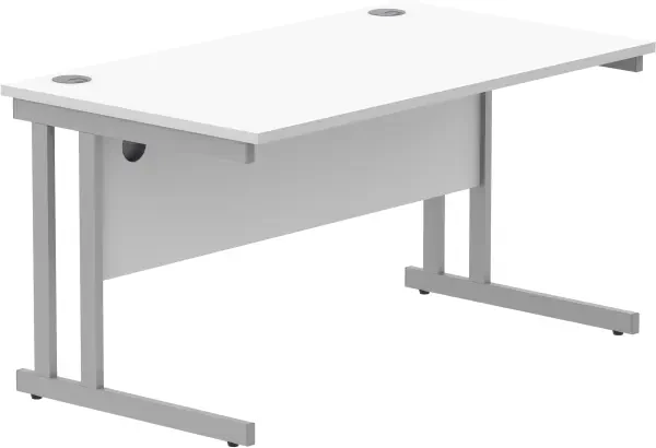 Gala Rectangular Desk with Twin Cantilever Legs - 1400mm x 800mm - Arctic White