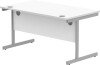 Gala Rectangular Desk with Single Cantilever Legs - 1400mm x 800mm - Arctic White