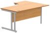 Gala Corner Desk with Double Upright Cantilever Frame - 1600mm x 1200mm - Norwegian Beech