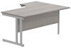 Gala Corner Desk with Double Upright Cantilever Frame - 1600mm x 1200mm - Alaskan Grey Oak