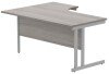 Gala Corner Desk with Double Upright Cantilever Frame - 1600mm x 1200mm - Alaskan Grey Oak