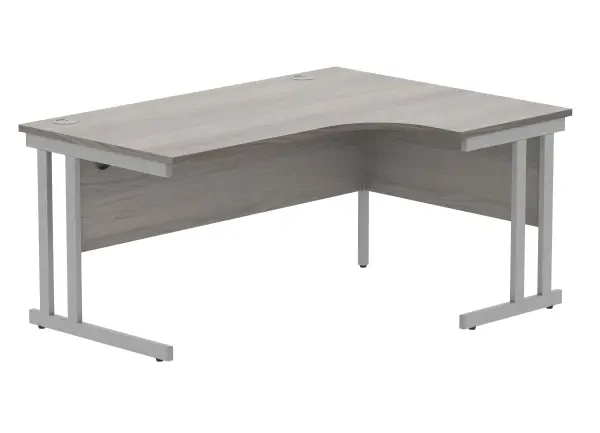 Gala Corner Desk with Double Upright Cantilever Frame - 1600mm x 1200mm - Alaskan Grey Oak