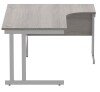 Gala Corner Desk with Double Upright Cantilever Frame - 1600mm x 1200mm - Alaskan Grey Oak